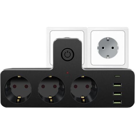 Multiprise, Multiprise USB, Multiprise avec Interrupteur, Multiprise Française 7 en 1 avec 3 USB et 1 Type C, Prise avec Interrupteur, Prise Multiple pour la Maison, Le Voyage et Le Bureau (1/4)