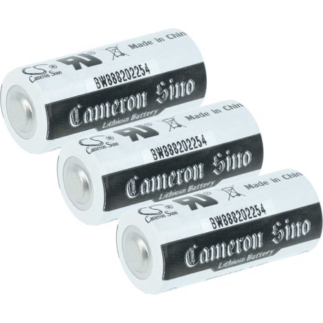 vhbw 3x Lithium ER14335 Round Cell Batteries - Primary Batteries (1650 mAh, 3.6 V, Li-SOCl2)