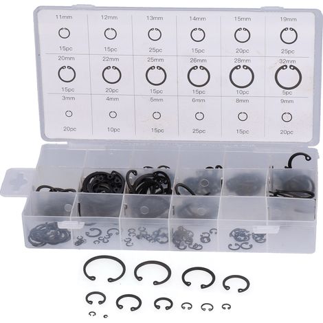 Sicherungsring-Set, 300-teiliges Sortiment an Sicherungsringen aus legiertem Stahl, universelles Reparaturwerkzeug für Heimwerker und Werkstätten.