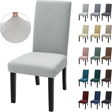 Housse De Chaise 4 Pièces, Housse Chaise Salle À Manger Moderne Élastique Gris Argenté (1/5)