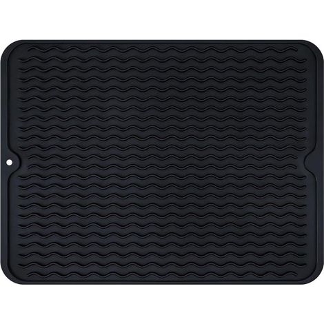 Tappetino scolapiatti - 3040 cm - Nero - Silicone - Tappetino asciugapiatti - Antiscivolo - Tappetino per lavello - Tappetino per caffè - Accessori per cucina e set da tè (1/5)