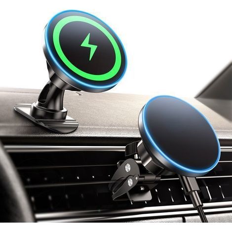(Noir)15W Support Telephone Voiture Induction, Chargeur Voiture Rotation à 360 degrés/Puce Intelligente pour iPhone 15 14 13 Pro max Samsung (1/5)