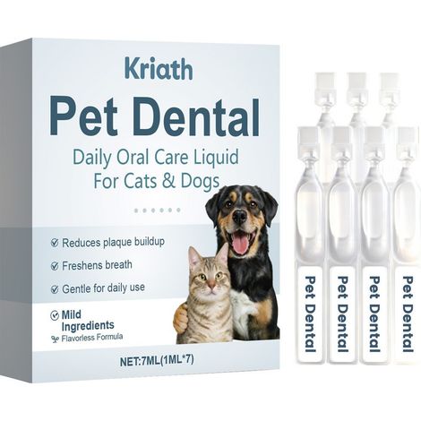 Mundpflegelösung für Haustiere zur täglichen Reinigung des Mauls, geeignet für Katzen und Hunde, erfrischt und reinigt den Atem – 7 ml x 1 ml x 7 -- DE (1/5)