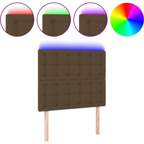 Maison Exclusive - Cabecero con luces LED tela marrón oscuro 80x5 (1/5)