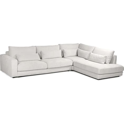 Canapé d'angle droit 325 cm en tissu microfibre ivoire - CECILE (1/5)