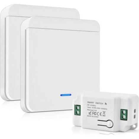 Interrupteur D'éclairage Radio 10A 230V Kit Interrupteur Sans Fil Sans Pile 200-2000W Interrupteur Va Et Vient Sans Fil Sans Câble Interrupteur Sans Fil Exterieur (1/4)