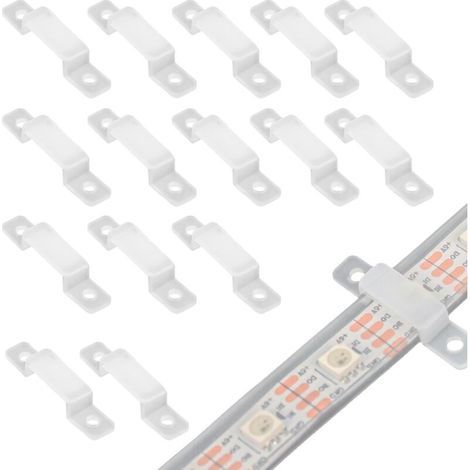 100 LED-Streifen-Befestigungsclips, 10 mm breite, wasserdichte LED-Streifen-Clips für Montagehalterungen – Schrauben nicht enthalten (1/5)