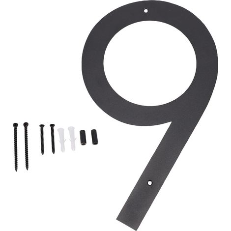 Grande numero civico moderno da 16 pollici, grande indirizzo in metallo fluttuante per uso esterno, nero. (1/2)
