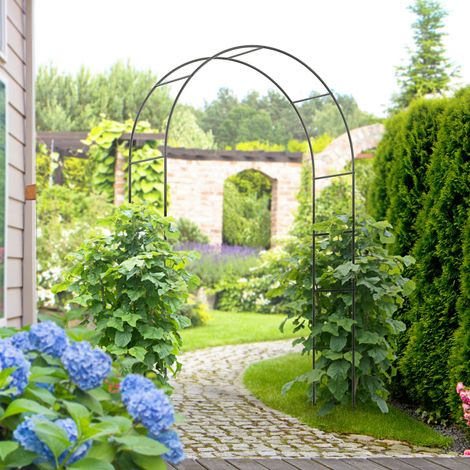 Arche de jardin en métal pour plantes grimpantes 140 x 40 x 240 cm, noir HAVRYA (1/5)