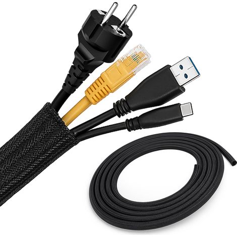 3m Kabelschlauch 13-20mm Schwarz Gewebe-Geflecht-Schlauch zuschneidbar (1/4)