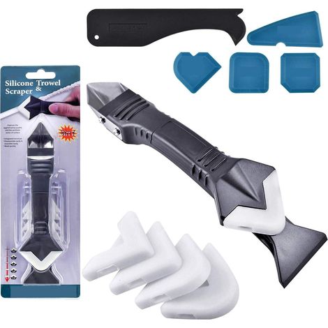 Décapant et lisseur de mastic, kit de mastic, outil 3 en 1 pour grattoir à joints en silicone