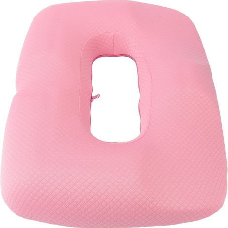 Coussin de siège confortable en mousse à mémoire de forme respirante et polyvalente, creux, pour bureau, voiture et maison, rose (1/5)