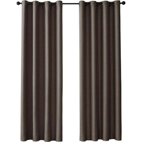 Rideau Occultant Thermique à Oeillets - 1 Pièce 132x160cm - Décoration Fenêtre pour Salon et Chambre - Café (1/4)