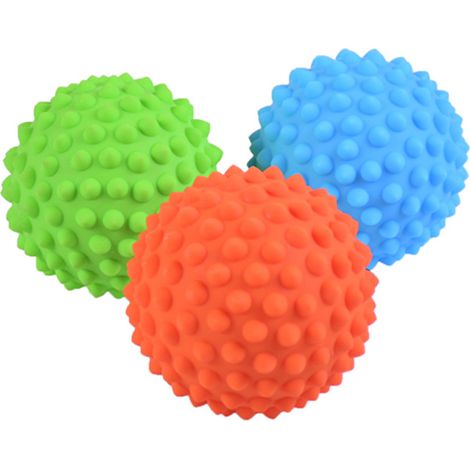 Balle de fascia de 9 cm, balle de fascia Peak, balle de yoga et de fitness, gros nodules droits pour stimuler la plante des pieds et la nuque (verte, souple)