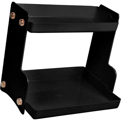 Étagère cosmétique à deux niveaux, robuste, stable et élégante, pour salon et chambre, noire (1/5)
