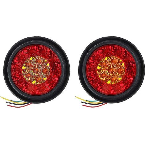 feux arrière ronds ambre/rouge à 16 LED 12 V pour voiture, feu antibrouillard, feu stop, feu de position, feu de recul pour T (1/4)