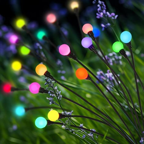 Lampes solaires de jardin Décoration de Noël, 20 LED Lampes solaires Lucioles, Lampes solaires d'extérieur étanches pour décoration de cour, patio, allée (Lot de 2, coloré) (1/5)