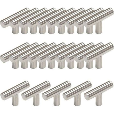 ChangM 25 PCS simple trou Longueur 50 mm en acier inoxydable Poignées de porte Meubles de cuisine placard tiroir bouton (1/4)