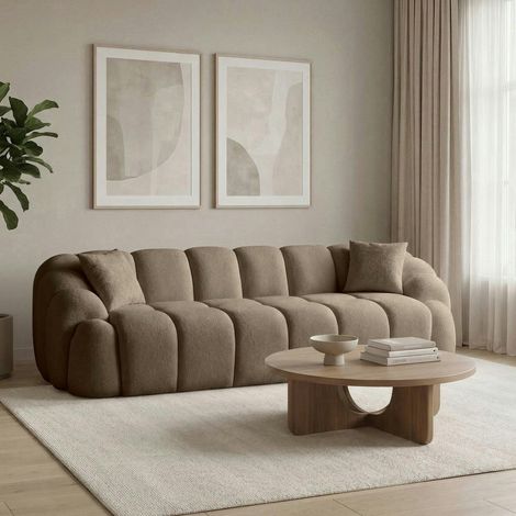 Canapé 4 places taupe design arrondi ONDA (1/5)
