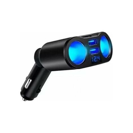Adattatore splitter per accendisigari, caricatore da auto con doppia porta USB, 2 prese da 12V/24V con interruttore voltmetro a LED per cellulare, tablet, GPS, dashcam (1/5)
