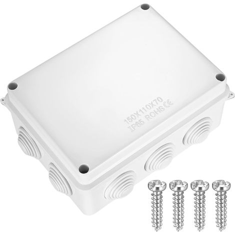 Boite de Derivation Etanche Exterieur, Boite Etanche Electrique Exterieur, Boîte de Jonction étanche IP65, Boîte étanche ABS Blanc, Connecteurs Boîtier Électrique Extérieur Montage en Saillie (1/5)