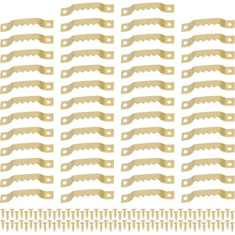 Cintre à Tableaux Dents de scie, 50 pièces avec vis, Crochets pour Tableaux, Cintre pour Cadres Lourds (1/5)