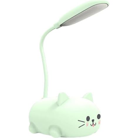 Ergonomische Schreibtischlampe, flexibler und in mehreren Winkeln verstellbarer Hals, kleine ABS-Schreibtischlampe für Kinder, Schreibtischlampe mit grüner Katze.
