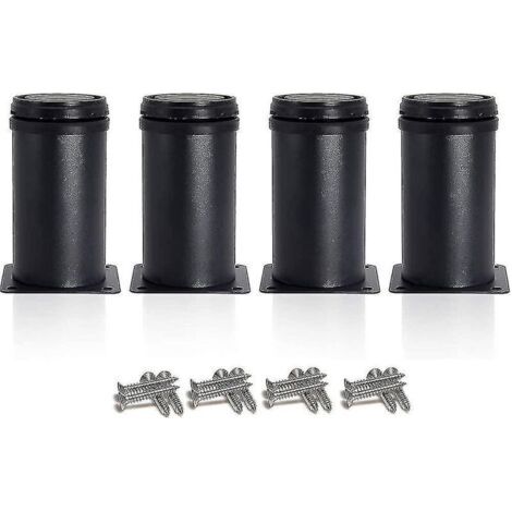 Pieds de meuble 4 pieds noirs réglables hauteur 80 mm, pieds épais pour meubles et tables (1/5)