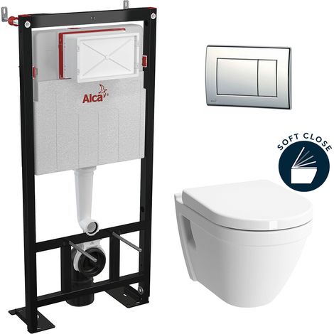 Pack Set Bati-support Grohe Rapid SL + WC suspendu sans bride SENTO/abattant soft close noir mat (GROHE-sentonoir1) (1/5)