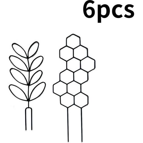 Kleines Rankgitter für Topfpflanzen, 38,5 x 15 x 0,3 cm, Metallgitter mit Klemmen für Zimmerpflanzen, wabenförmig, ideal für Efeu, Wachsblumen und andere Kletterpflanzen. 6er-Pack.