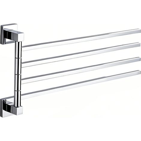 Drehbarer Wand-Handtuchhalter mit 4 Stangen – glänzende Chromoberfläche – verdeckte Befestigung – langlebiger Edelstahl für modernes Badezimmer