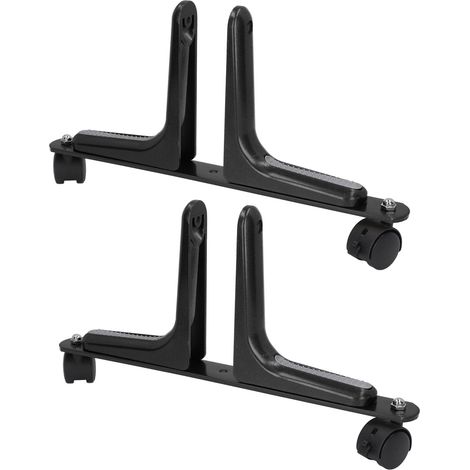 Lot de 2 supports de paravent réglables en largeur, en alliage d'aluminium, avec roulettes, noirs. (1/5)