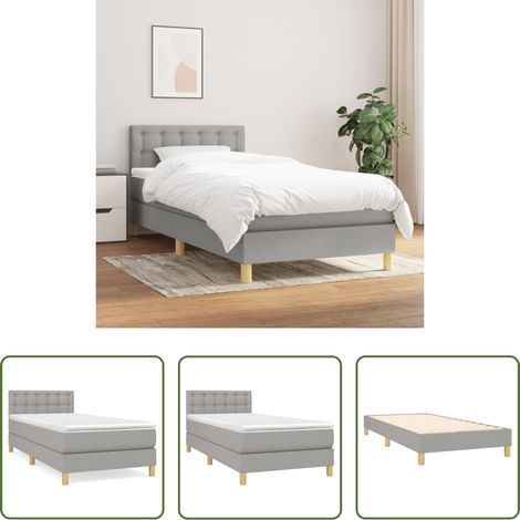 vidaXL Kopfteil -  Boxspringbett mit Matratze Hellgrau 100x200 cm Stoff (1/5)