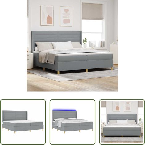 Matratze - Boxspringbett mit Matratze Hellgrau 140 x 200 cm Stoff (1/5)