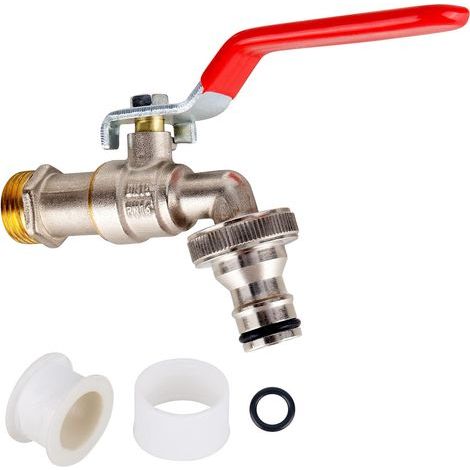 Robinet Exterieur Jardin 1/2 Robinet Jardin Avec Adaptateur Robinet D'eau En Laiton Double De Résistant à La Rouille Et Au Gel 2x Raccords De Tuyau Gratuits Pour Jardin, Ménage & Industrie (1/5)