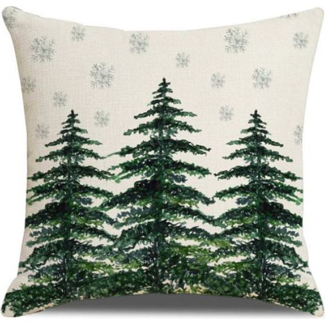Taie D Oreiller - 45x45 Cm - Decoration Noel - Lot De 4 - Bougeoir Pomme De Pin (1/5)