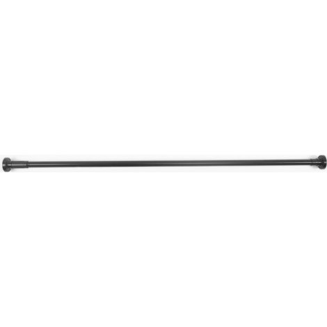 Barre de douche télescopique en acier inoxydable noir - 50-80 cm, sans perçage, fixation par pression, tringle extensible de haute qualité (1/4)
