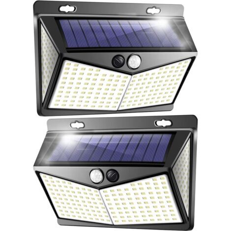 Lampe Solaire Exterieur, Projecteur LED Exterieur Detecteur de Mouvement 208 Led Ip65, Lumiere Spot LED Solaire Exterieur, Eclairage Exterieur avec Detecteur,Applique Murale pour Jardin Piscine-2 Pack (1/5)
