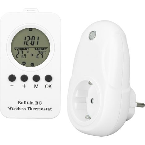 Thermostat sans fil à brancher, télécommande LCD, affichage numérique, régulateur de température avec sonde de température, prise UE 220 V