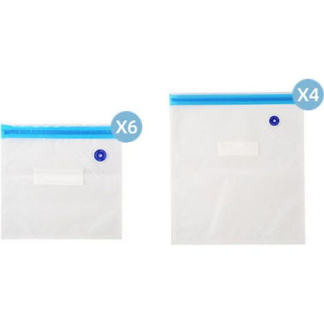 Bolsas de vacío punteadas para alimentos de uso doméstico - bolsas planas con válvula de aire (21 x 22 cm x 6 + 26 x 34 cm x 4) (1/5)