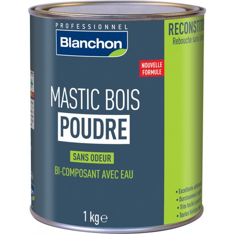 Blanchon – Mastic bois poudre 1kg – Résine haute dureté pour menuiserie – Application facile et ponçage rapide – Pour bois dur et aggloméré