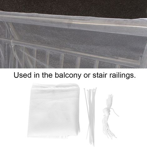 Sicherheitsnetz für Balkon und Treppe – Polyester – 300 x 77 cm – Weiß – 15 PP-Befestigungselemente (1/5)