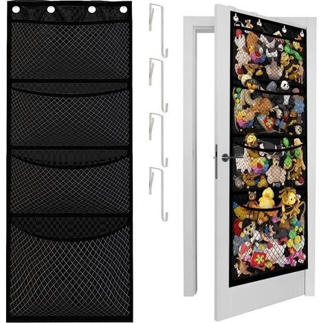 Sac de Rangement Suspendu Gros Sac Suspendu Mural Sac Suspendu en Filet avec Crochet en Métal pour Ranger Les Jouets en Peluche (1/4)