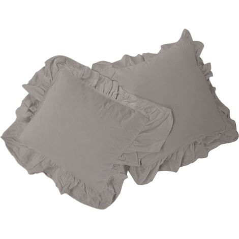 Kissenbezüge 40x40 mit Rüschen, Asche, 2er-Set (1/4)