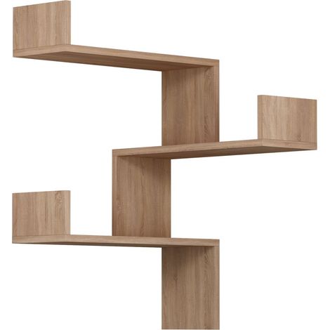 Etagère murale d'angle 3 niveaux design graphique (1/3)