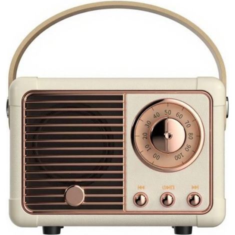 Enceinte Bluetooth portable rétro - - Son stéréo puissant - Basses amplifiées - Radio FM intégrée (1/3)