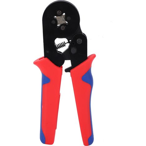 Assortiment de 1250 cosses isolées pour fils électriques, avec pince à sertir et poignée rouge et bleue.