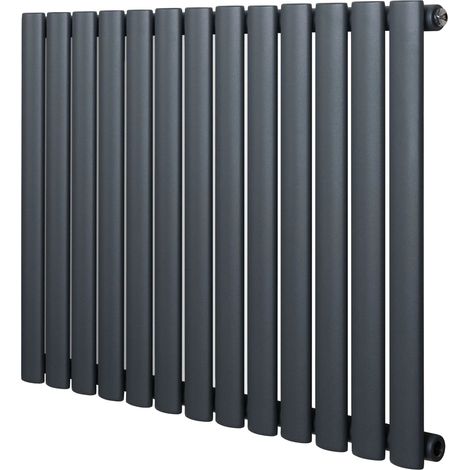 Oval Single Column Radiator - 600 x 780mm - Anthracite Grey
