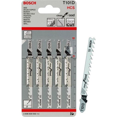 BOSCH T101D (pkt of 5) Clean for wood 100mm