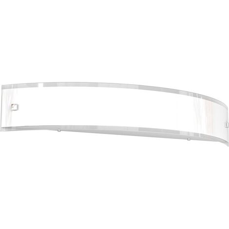 Applique moderno top light linear 1076 a70 e27 led vetro bianco bordo trasparente lucido